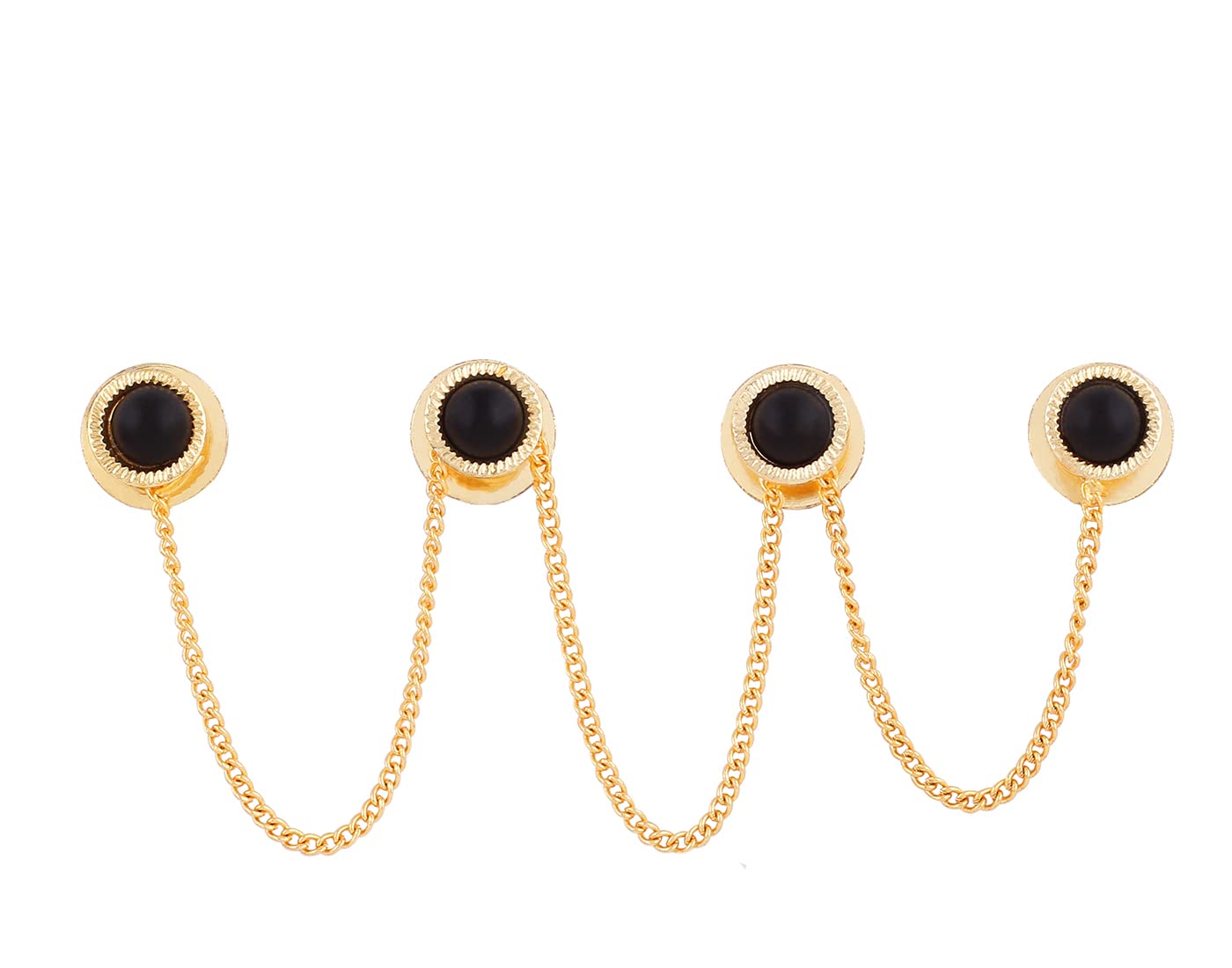 THANUS CRAFT Black Stone Kurta Buttons Cufflinks Studs Gold Plated With Chain For Men And Women (B0BN1V6NQC) Amazon Price History, Amazon Price Tracker