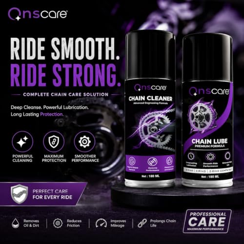 Image of Bike Chain Lubricant & Chain Cleaner Spray Kit with Cleaning Brush | Anti-Rust, Smooth Performance Chain Oil for Motorcycle & Bicycle | Reduces Friction, Extends Chain Life (3-Set Pack)