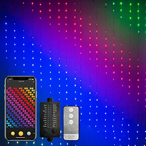 Vanthylit LED Curtain String Lights, 400LT RGB Fairy Lights, Hanging Fairy Window Lights, Waterproof Lights Plug-in Outdoor Fairy Lights for Wedding, Patio, Garden, Christmas Decor