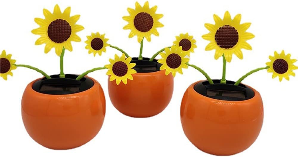 Yellow Solar Powered Dancing Flower, Decoration Gift, Swinging Dancer Toy, No Battery Required, Car Decor Kids Toys, Sunflower Car Decoration(Sun Flower)