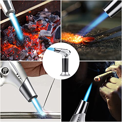 Tiikiy Flambeerbrander voor keuken, keukenfakkel met vlam, verstelbaar, keuken, brander met veiligheidsvergrendeling, aansteker voor crème, barbecue, camping, doe-het-zelf, zilver (butaan as niet inbegrepen) - Image 8