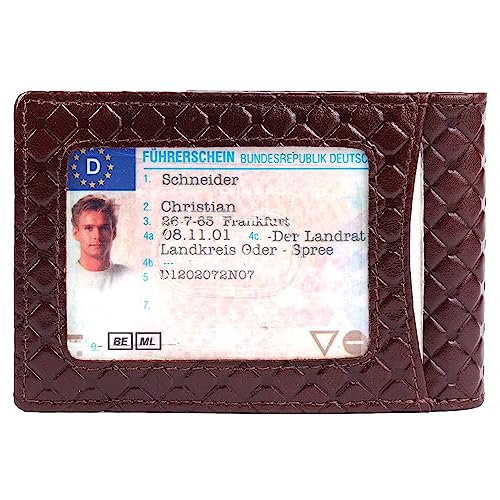 Image of Brooklyn Bridge Genuine Leather Money Clip Wallet for Men Diamond VT Brown - Premium Slim RFID Protected Wallet with Cash Clip & Multiple Card Slots, Stylish Front Pocket Design, Gift for Men