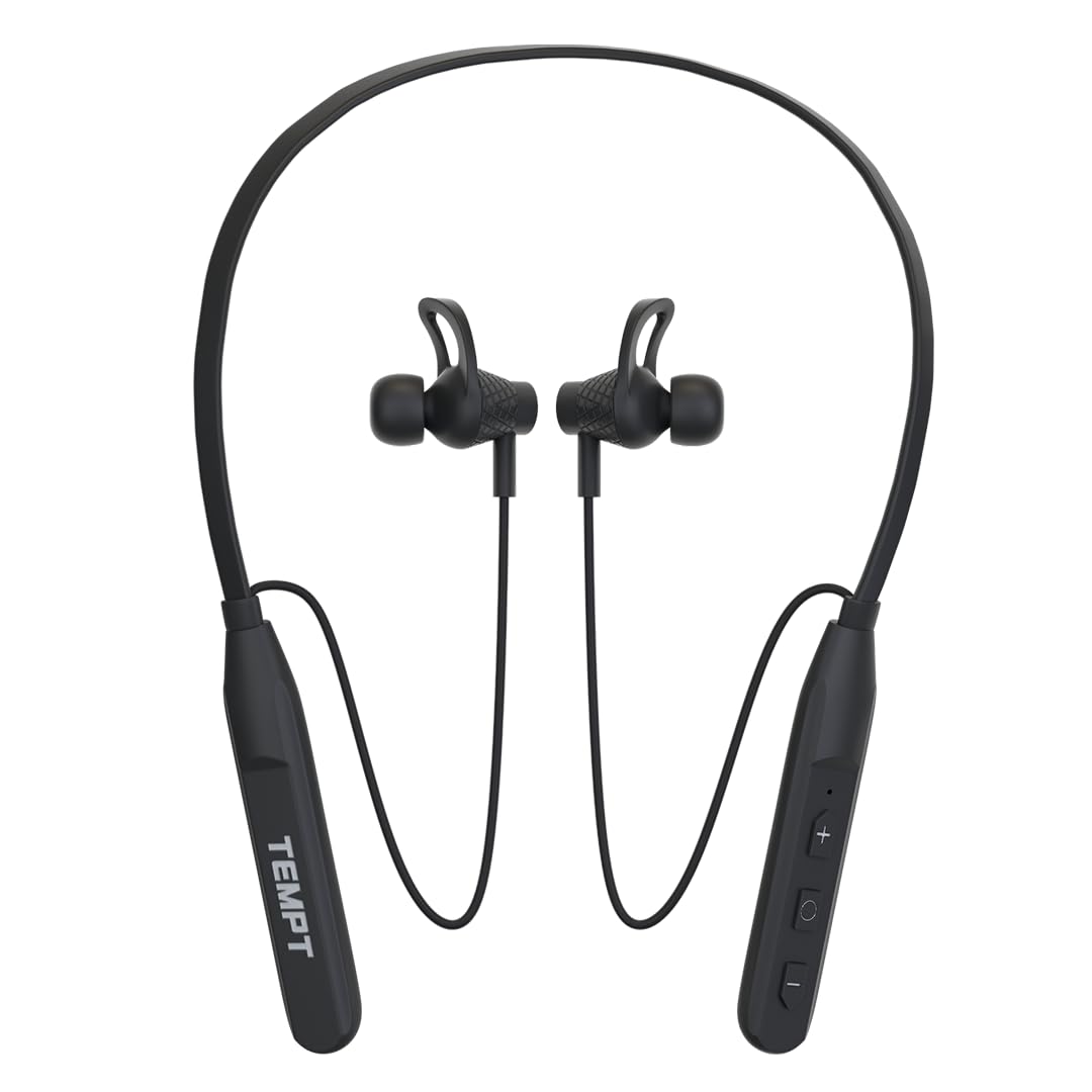 TEMPT Rush X Neckband with 20 Hours of Playback Time, Vibration Alert, BT V5.2, 10mm Drivers with Copper Ring, Crystal Clear Sound (Black)-image-31