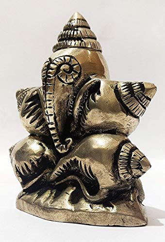 Estatua de Ganesha de Latón en Forma de Concha 10.5 cm miniatura 7