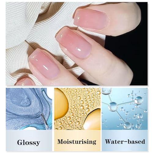 Nude Pink Nail Polish, Jelly Pink Nail Varnish, Chip Resistant & Water Based Translucent Gel Polish, Quick Dry Nail Polish for Manicure DIY at Home, Highly Pigmented Clear Gel Nail - Image 6