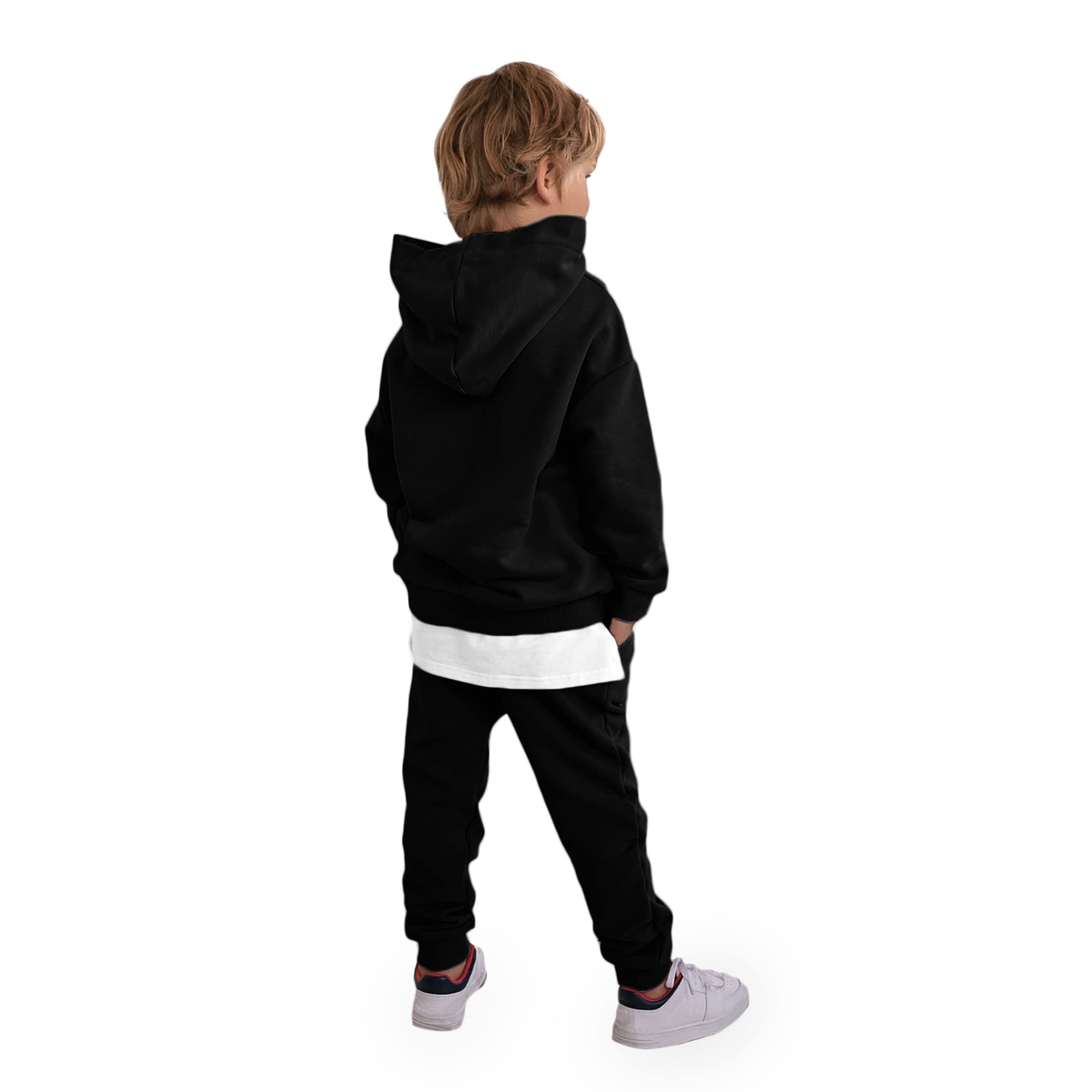 NOTWILD boys cotton fleece Hoodie sweatshirt with Track Pant combo Set/Tracksuits | black | 2-3 year | Pack Of 1