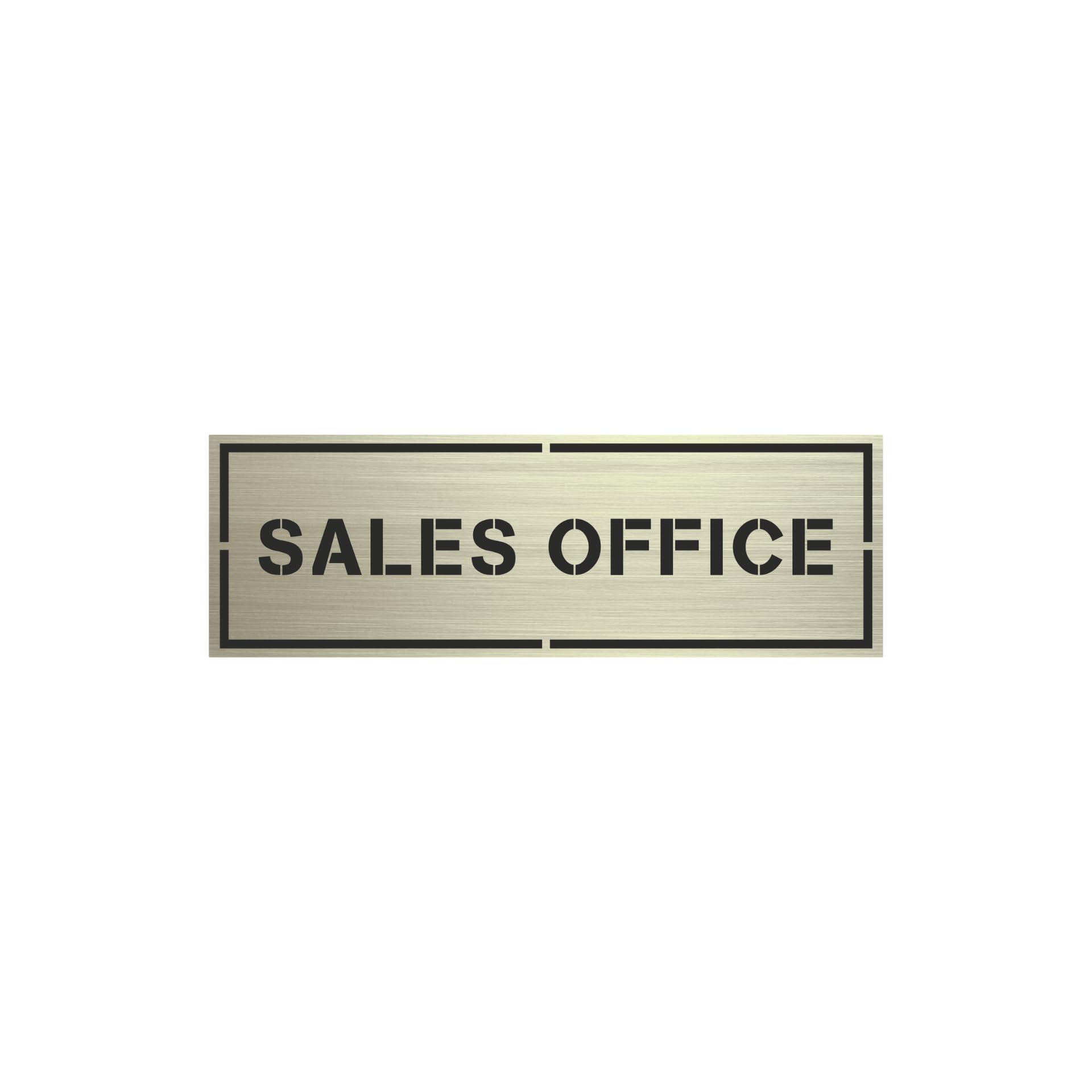 Sales Office Sign Board | Silver Brush Acrylic Name Plate | Horizontal Door Signage for Sales Department Office Reception Commercial Building Corporate Workspace | Acrylic Base with Acrylic Laser Cut Letters | Double Adhesive Tape Included | Indoor & Outdoor Use | 12 x 4 Inch-image-2