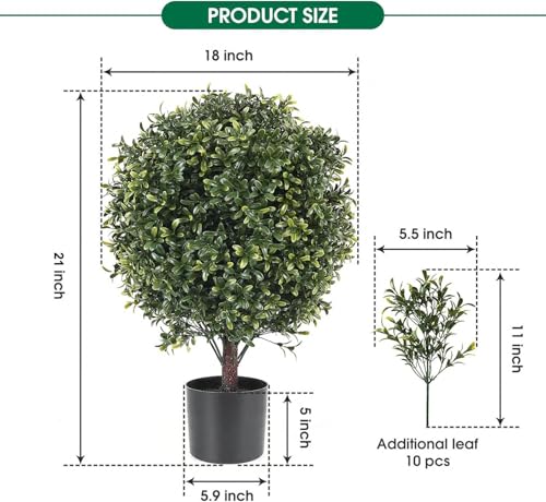 Aummooh JY010 21 Inch Artificial Topiary Boxwood Ball Trees thumb #1