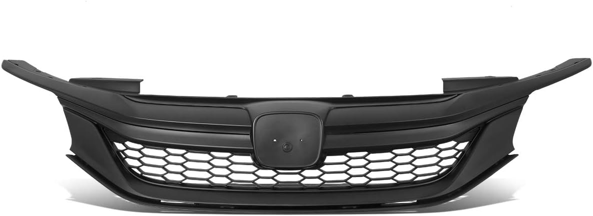 DNA Motoring GRILL-MK-001-BK-2 Honeycomb Mesh Front Bumper Upper Grill Matte
