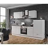 Lomadox Küche mit E-Geräten 270cm Küchenzeile in Weiss Küchenblock Einbauküche Singleküche 2,7m