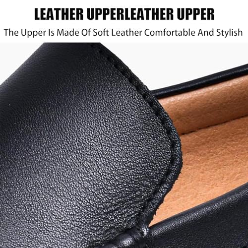 Men's Leather Slip On Flat Loafers Fashion Luxury Round Toe Slip-On Low Heel Business Dress Shoes for Driving Work Office Shoes2