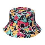 Quanhaigou Bucket Hats Unisex Summer Travel Beach Fisherman Cap for Men Women Teens Red Green Yellow Sharks