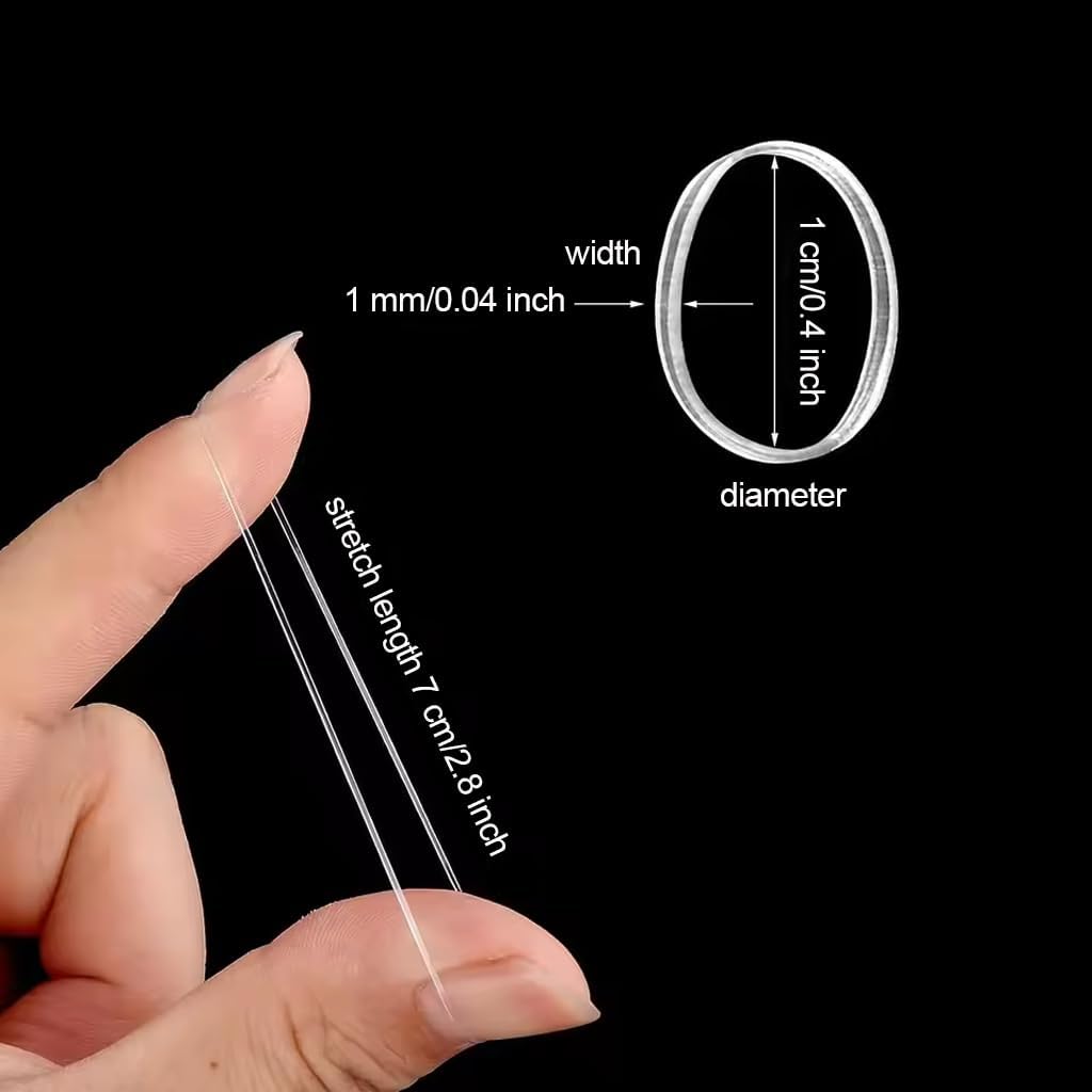 Mini Rubber Bands Clear Elastic Rubber Bands Small TPU Ties (Dia 0.4'')