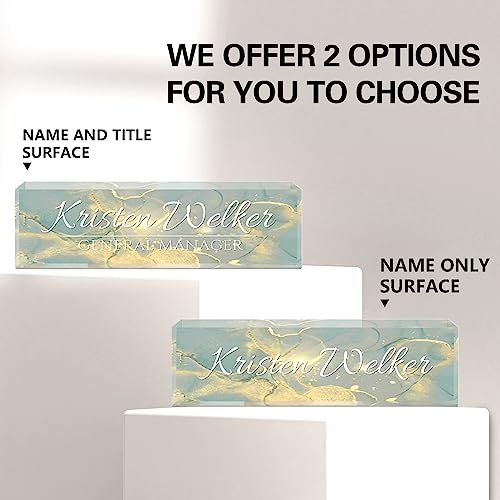 Image of Name Plate for Desk, Desk Name Plate Personalized, Office Decor for Women Men, Acrylic Desktop Accessories, Office Appreciation Gifts for Boss Social Workers Employee Nurse Teacher (Deep Sea)