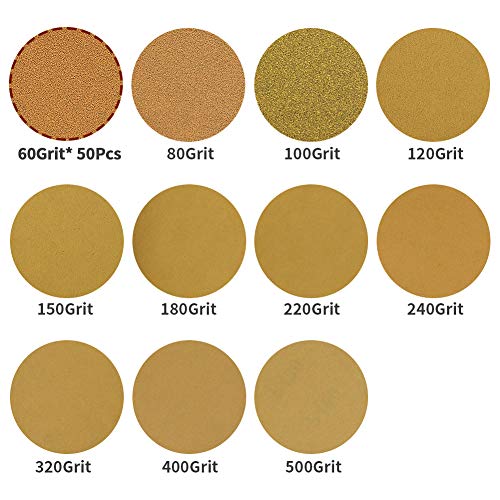 SPEEDWOX 50 Pcs 5 Inches 8 Hole Sanding Discs 60 Grit Dustless Hook and Loop Sandpaper for Random Orbital Sander Yellow Finishing Discs for Automotive Woodworking - Image 2