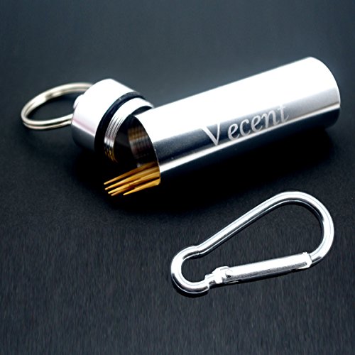 Vecent Portable Toothpick Holder All Purpose Mini Box Waterproof Toothpick Box Pocket Metal
