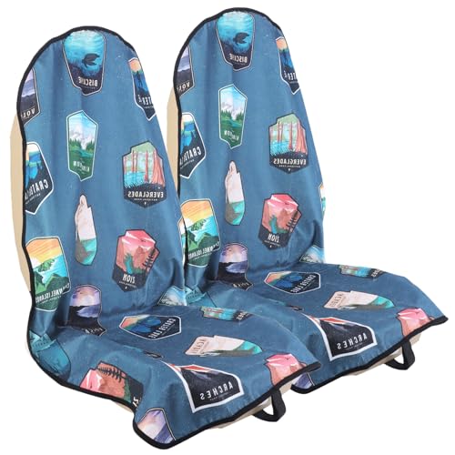 Image of Car Seat Cover Protector Front Seats,for Gym Workout,Running,Swimming,Beach and Hiking,Waterproof Sweat Towel Bucket Seat Covers for Cars SUV Trucks (National Parks, 2Pcs)