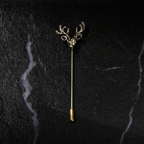 Image of wynameleri Men's Metalic Brooches and Pins, Gold Lapel Pin for Men, Shirt Stud Flower Deer Feather Pins