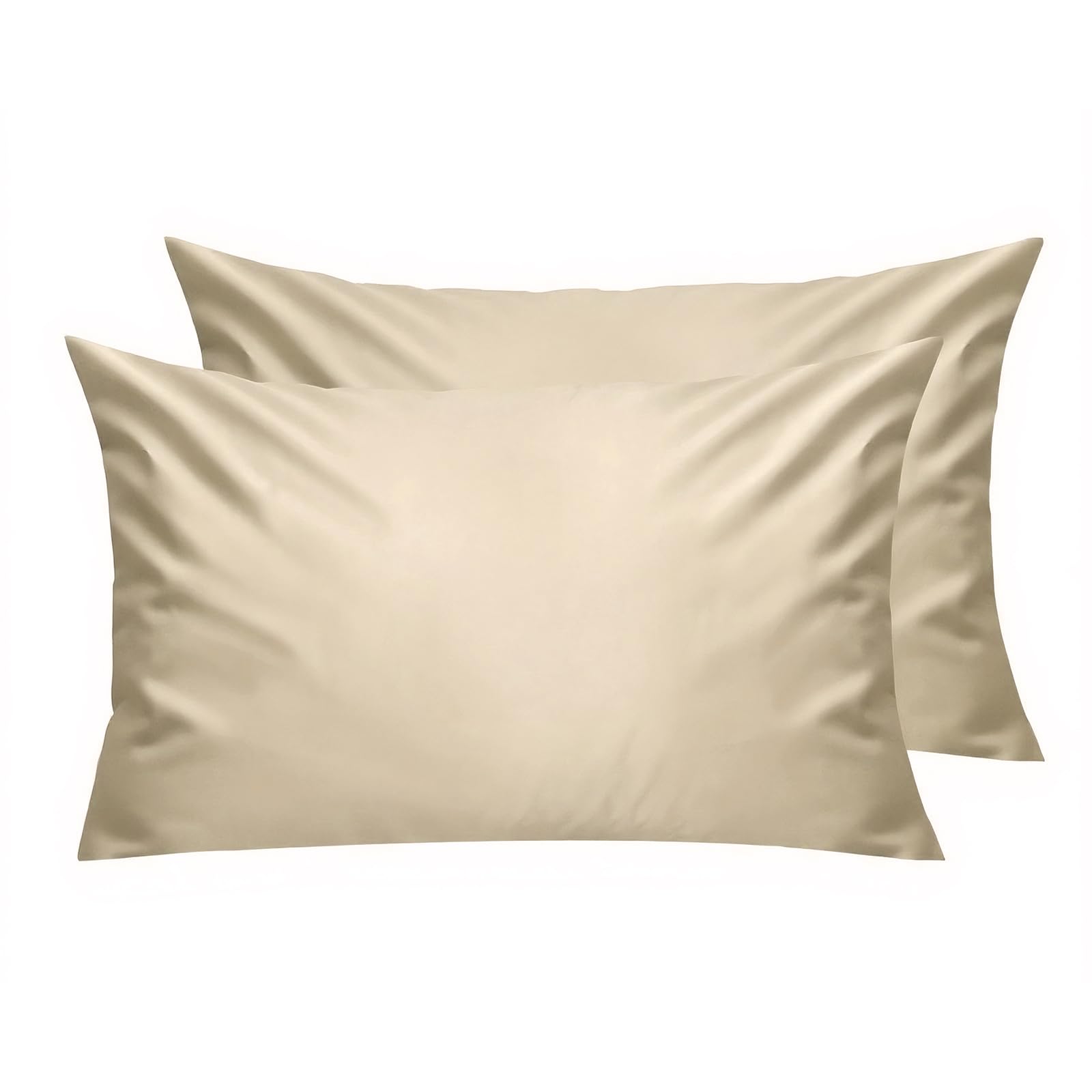 Lirex Pillow Cases Set of 2, 300 Thread Count 100% Cotton Pillow Covers, Breathable and Soft, 50 x 75 cm, Light Coffee — image 1
