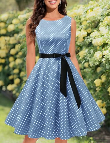 Image of Gardenwed Women's Vintage Dress Sleeveless Cocktail 1950s Dresses Retro Tea Party Swing