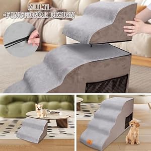 Almcmy-28-Dog-Stairs-for-High-Bed-6-Tier-Soft-Foam-Dog-Steps-for-Small-Dogs-Foldable-Pet-Steps-Portable-Dog-Ramps-Non-Slip-Dog-Stairs-for-Older-Cats-Injured-Pets-Send-1-Lint-Roller - Cucciolini Doodles   Almcmy-28-Dog-Stairs-for-High-Bed-6-Tier-Soft-Foam-Dog-Steps-for-Small-Dogs-Foldable-Pet-Steps-Portable-Dog-Ramps-Non-Slip-Dog-Stairs-for-Older-Cats-Injured-Pets-Send-1-Lint-Roller