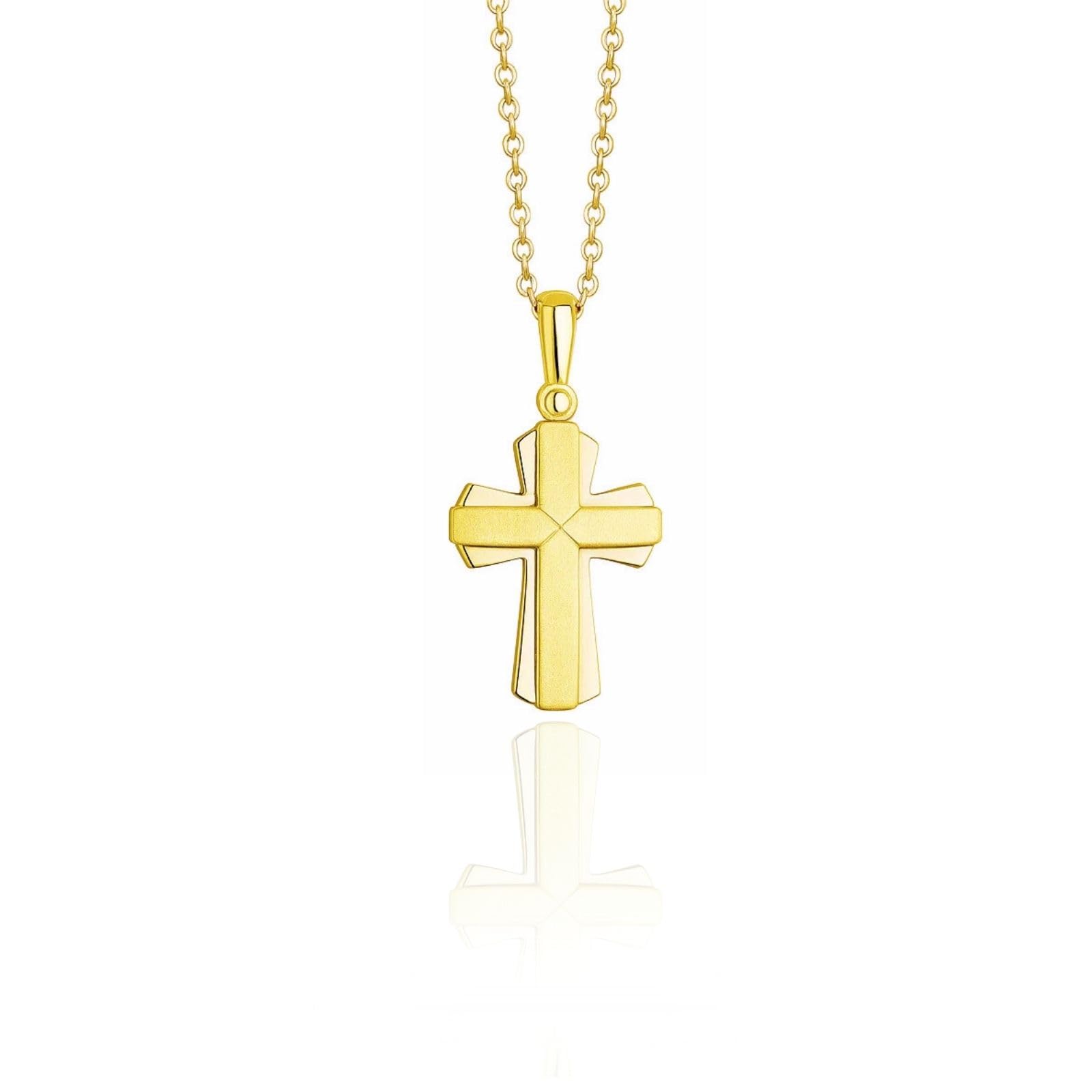 Collar Clásico De Oro 333 Con Colgante En Forma De Cruz Para Niños