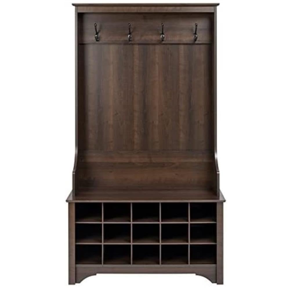 Atlin Designs 3-in-1 Entryway Hall Tree with Coat Rack, Storage Bench, 15-Pair Shoe Storage in Espresso