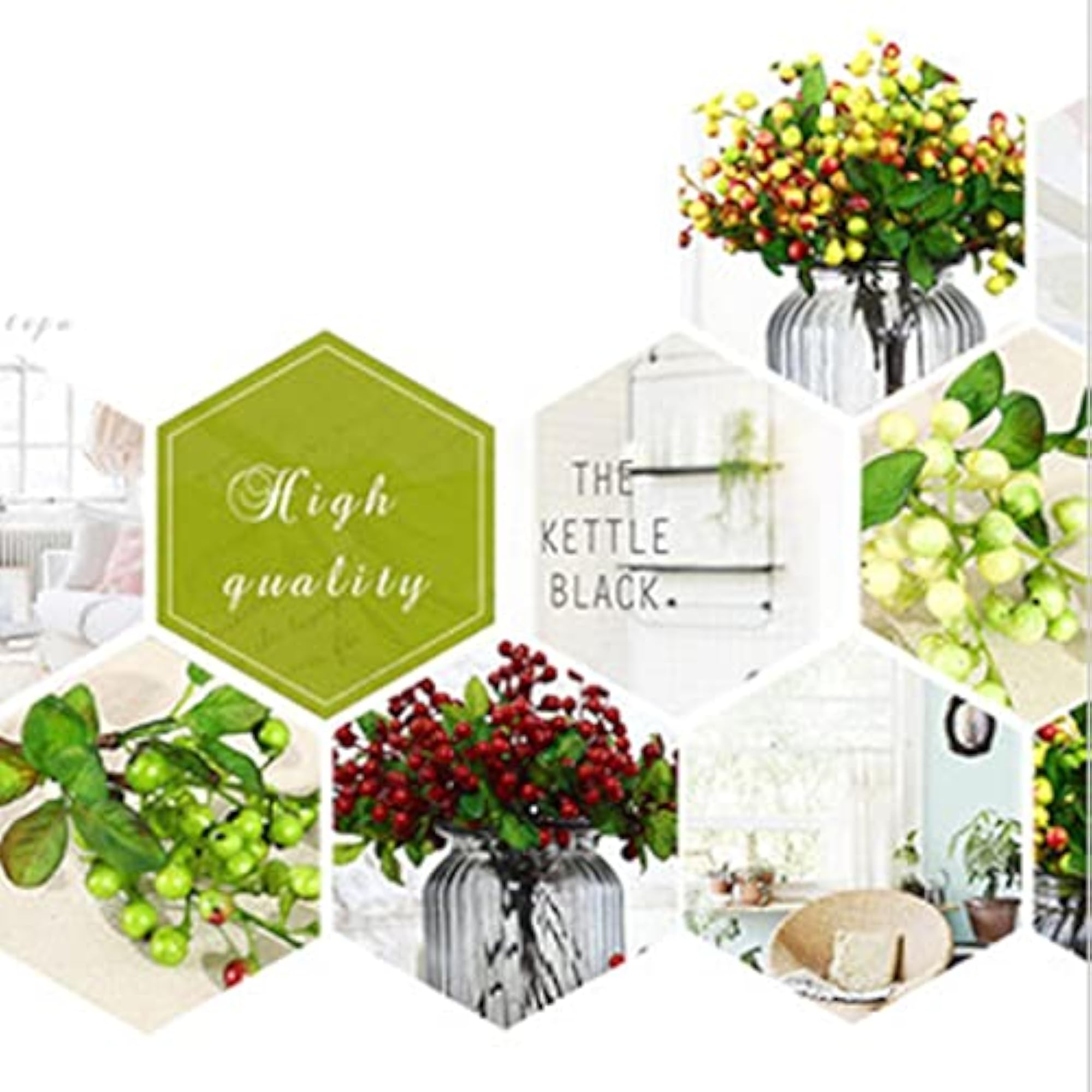 Plastic Artificial Fake Plant Fruit Berries Branches Decor