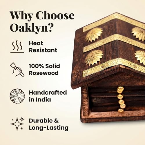 Image of Oaklyn Handmade Wooden Hut Style Coaster Set with Holder for Tea & Coffee | Hot & Cold Drink Coasters for Dining Table & Home Decor