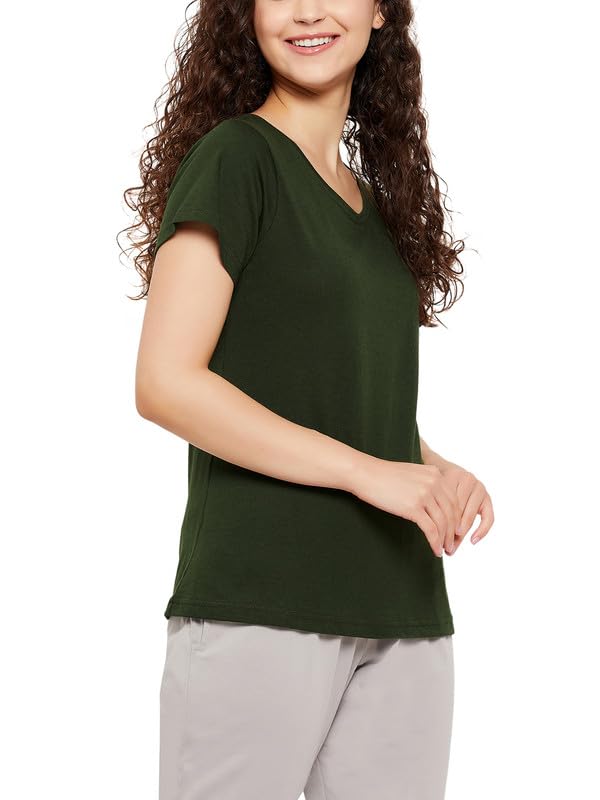 Image of Clovia Women's Cotton Solid Sleep Regular Fit Shirt (Lt5201P17)