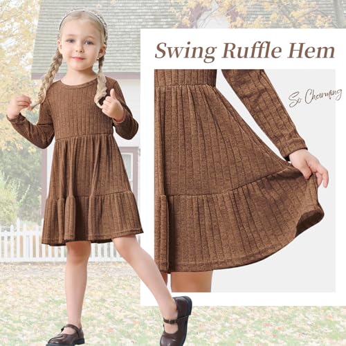 Image of Toddler Baby Girl Long Sleeve Dress Girls Knit Sweater Dresses Tiered Kids Swing Holiday Clothes Fall Winter