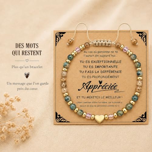 Lueaurra Idee Cadeau pour Femme Bracelet Pierres Naturelles Femme Original Cadeau Ado Fille Cadeaux Noel Femme Cadeau Anniversaire Bracelet Cadeau Amie Maman Sœur Maitresse – vue 4