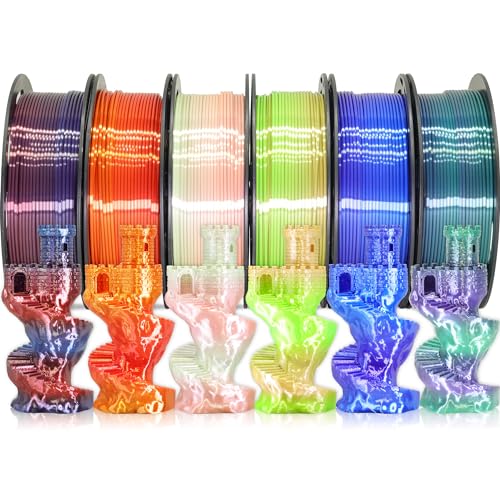 Image of MIKA3D Mixed 6 Spools Fast 2 Color Change 3D Printer Filament Bundle, It Packed with 6 Beautiful Color Change Silk PLA Filament, Each Spool 250g, 6 Spools, Total 1.5kg Silk PLA Bundle 250g X 6