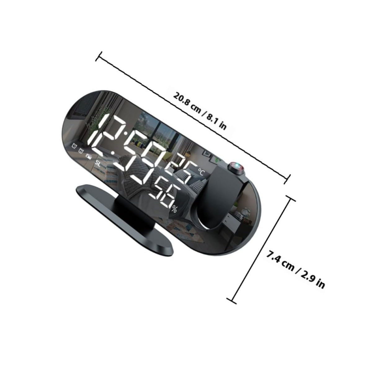 Gadpiparty Reloj Despertador Digital Multifunción Proyección y Apagado Automático Pantalla LED para Oficina y Sala de Estar en Material Abs Negro
