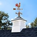 Good Directions, Inc. 2126CVBLK-1975RED 26" Square Coventry Vinyl Aluminum roof and Copper Bantam Rooster Weathervane by Good Directions Cupola, White/Black/Red