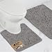 Gorilla Grip Original Shaggy Chenille 2 Piece Area Rug Set Includes Oval U-Shape Contoured Mat for Toilet and 30x20 Carpet Rugs, Machine Wash Dry, Plush Mats for Tub, Shower and Bath Room, Gray