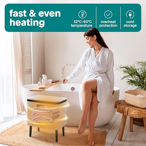 SereneLife Smart WiFi Towel Warmer, 20L Large Capacity – Rectangular Bathroom Blanket & Towel Warmer with Single-Touch Control, Auto Shut-Off, Black by SereneLife - Image 7