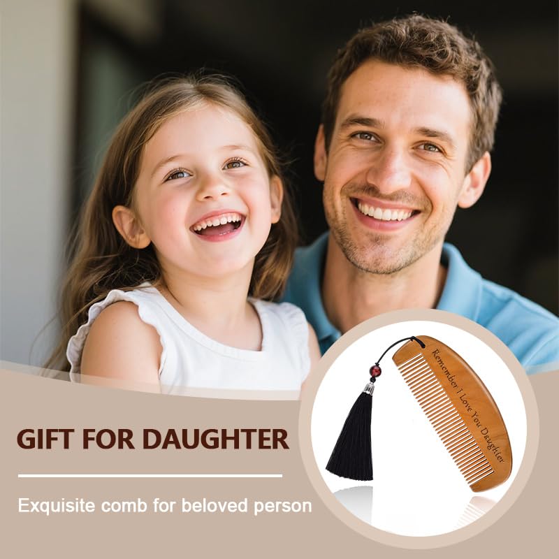 Remember I Love You Daughter Gifts from Mom Dad Novelty Engraved Hair Combs Gifts for Daughters Graduation Birthday Christmas Wedding Gift Cute Tassel Comb Gift for Women image 5