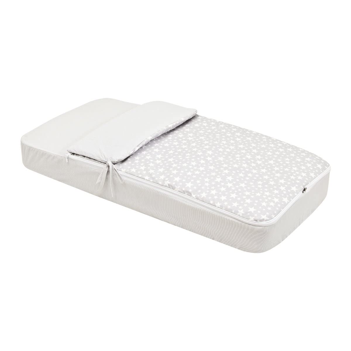 Cambrass - Saco Cuna nórdico con Cremallera - Ropa de Cuna Ajustable con Gomas - Saco de Dormir bebé desenfundable Sirve Tanto para Verano como para Invierno - Merlo crudo 60x120x3 cm — view 7