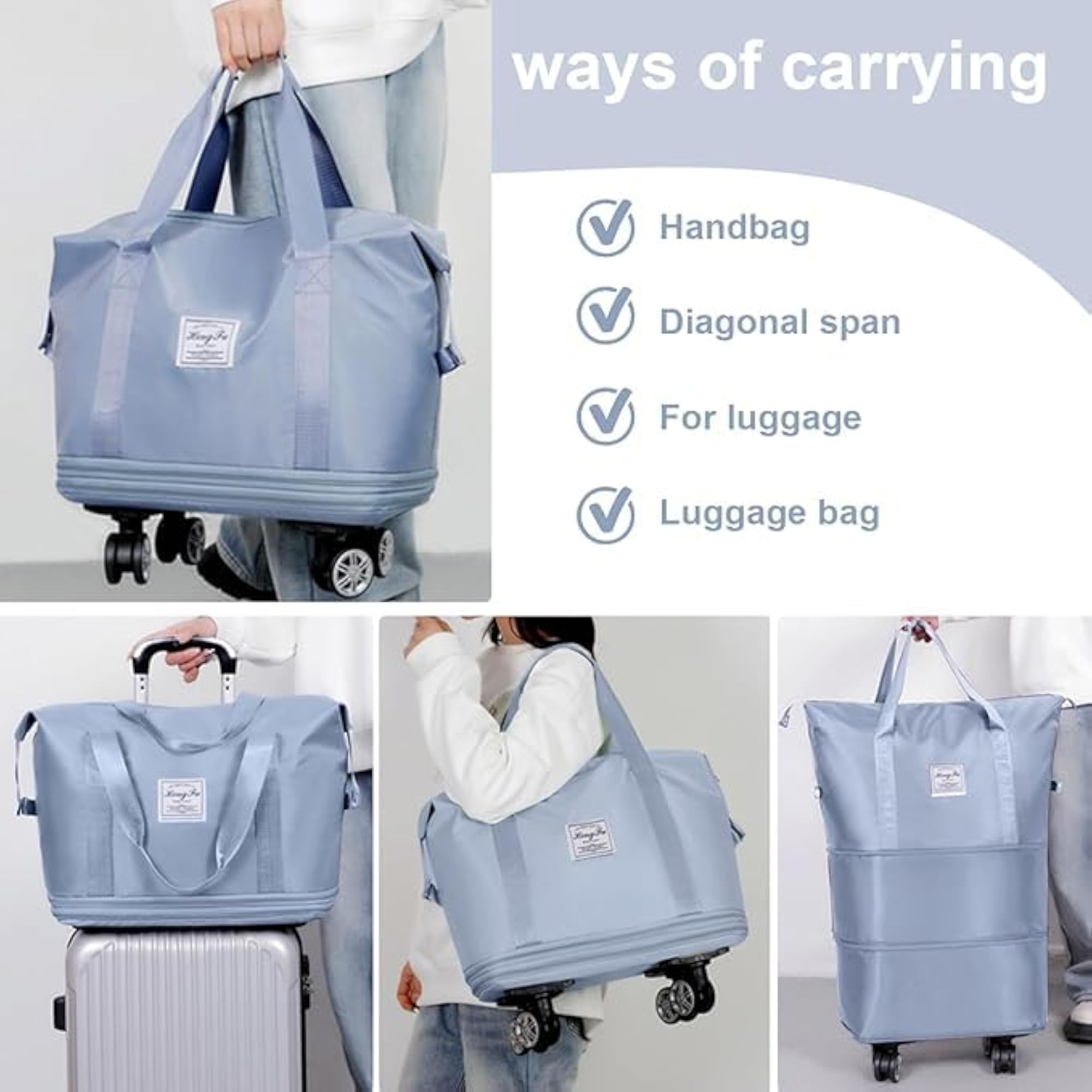 Rolling Duffle Bag with Wheel, Expandable Travel Bag
