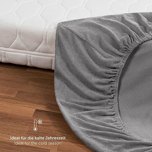 Blumtal® Frottee Spannbettlaken 140x200x27cm - Oeko-TEX zertifiziertes Spannbetttuch 140x200x27cm - Frottee-Spannbettlaken bis 27cm… – Ansicht 5