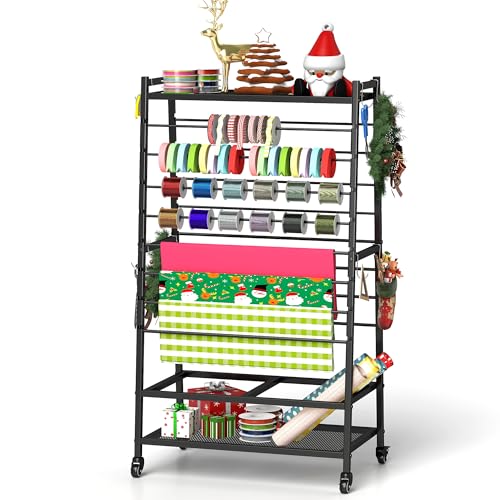 yeshine Ribbon Organizer for Craft Room, Rolling Ribbon...