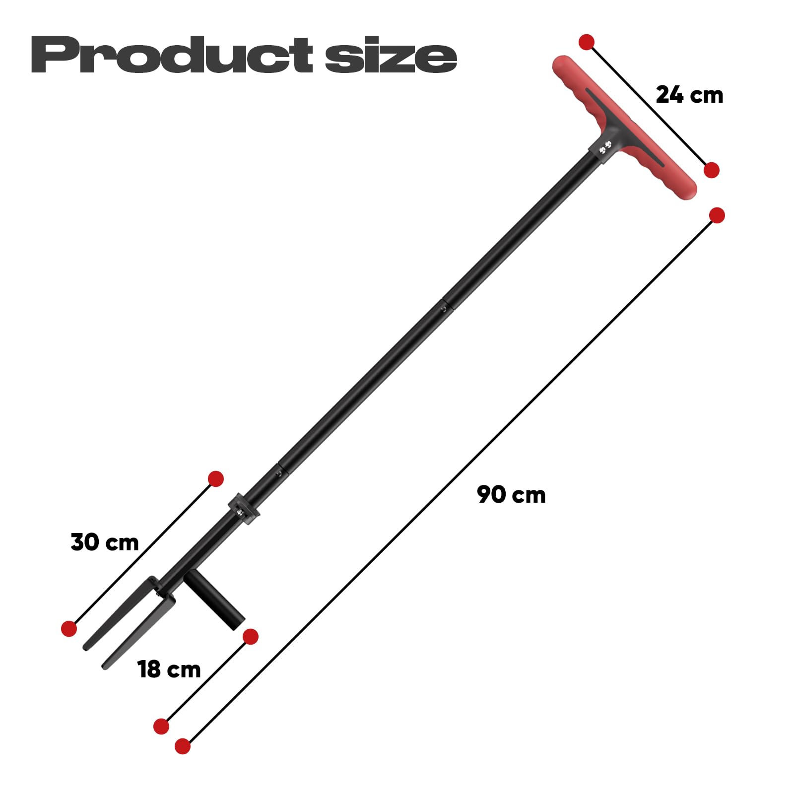 FLORA GUARD Escardador Manual, Extractora de Malas Hierbas 90 cm, con Cuatro Garras para Eliminación Eficaz, Garras y Pedal de Acero Inoxidable Reforzado y Templado, Herramienta de Jardín