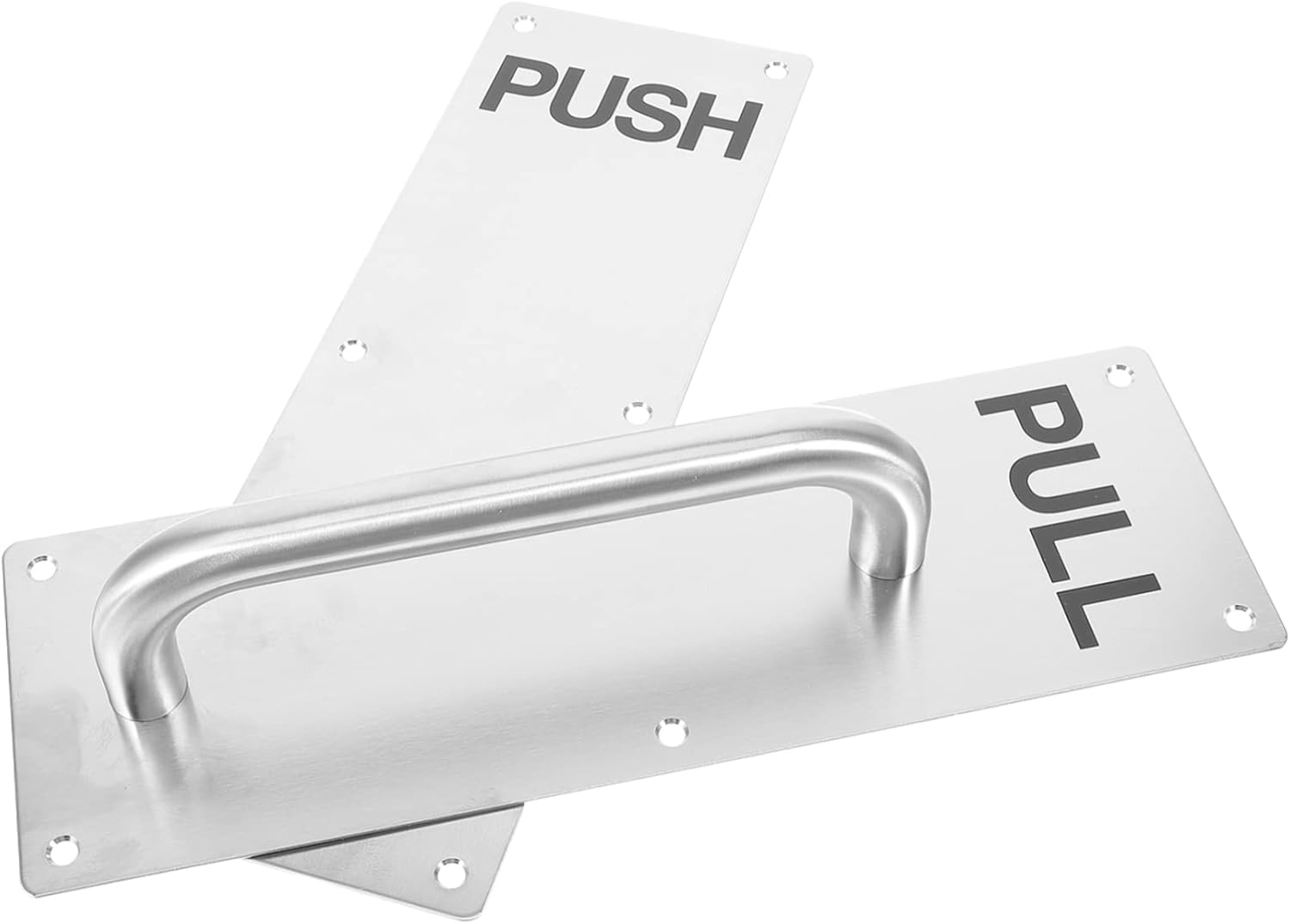 Lurrose 304 Stainless Steel Push Pull Plate Door Handle Commercial Door Hardware Heavy Duty Pull Handle Vintage Style Easy to Install