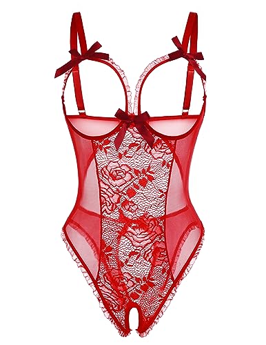 Image of Avidlove Women One Piece Lingerie Sexy Lace Babydoll Mini Bodysuit