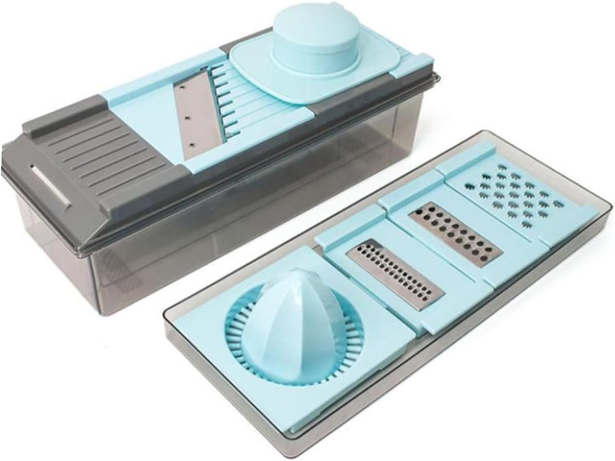 Multifunction Vegetable Slicer Cutter 7-in-1 Manual Juicer Squeezer Vegetable Grater Portable Kitchen for Home Cooking and Meal Prep