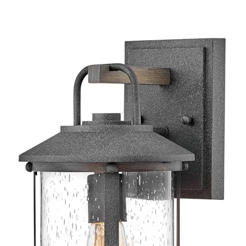 Hinkley Lakehouse 2680DZ Small Outdoor Wall Lantern - Coastal Style, Nautical Touches, Clear Seedy Glass - Aged Zinc + Driftwood Accents - Image 3