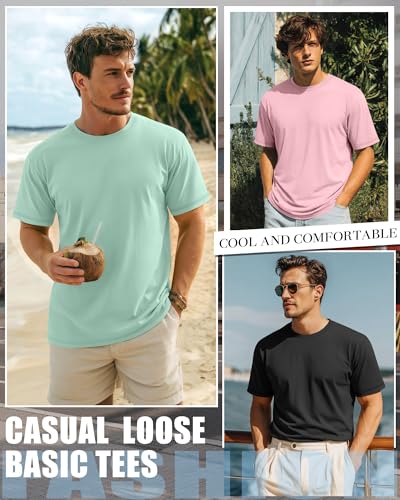 Image of Neer 3 Pack Big and Tall T-Shirts for Men L-7xl Tops | Large Casual Stretch Workout Tees, Short Sleeve Crewneck Oversized Shirts, Classic Summer Outfits, Comfy Basic Loose Clothes
