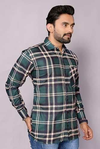 Image of GURIK Men's Cotton Box Checkered Slim Fit Casual Shirt with Chest Pocket, Full Sleeve Shirt for Formal & Casual Wear