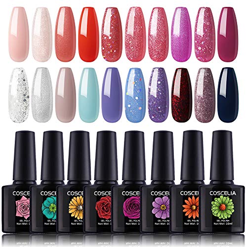 Coscelia 20 Colors Soak Off Gel Nail Polish Set 10ml/ Bottle Nail Gel Polish Manicure Kit